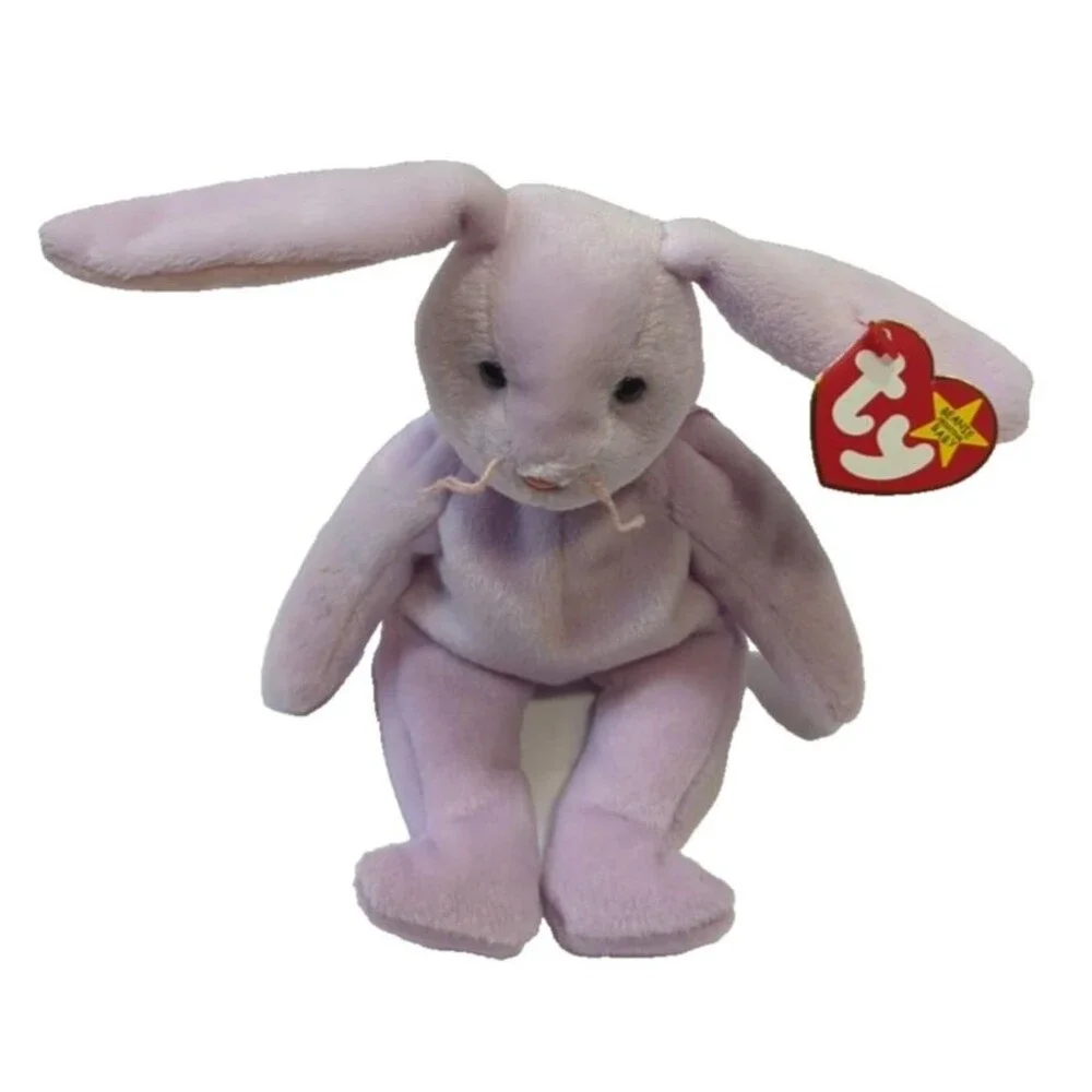 TY FLOPPITY BUNNY BEANIE BABIES RETIRED 1996 NO TAG Lavender Easter Spring